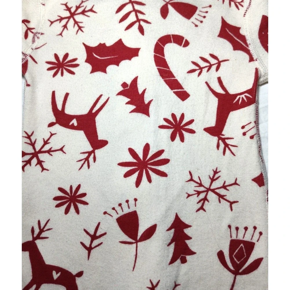 Hanna Andersson 1pc Holiday Baby‎ 0 3 Mos Sleeper Red Beige Unisex 50 Organic